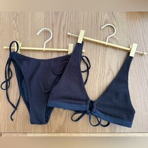 Black Textured Bikini Set